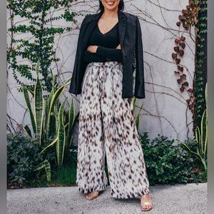 SHEIKE Snow Leopard Print High Waisted Wide Leg Palazzo Pants